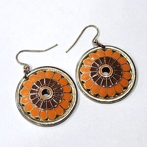 Orange Brown Retro Flower Drop Dangle Earings Fashion Jewelry
